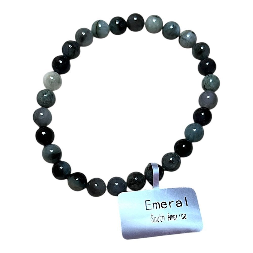 South American 6MM Emerald Beaded Stretch Bracelet